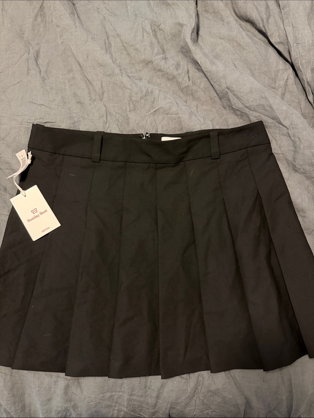 Aritzia Black Pleated Mini Skirt with Structured Waist